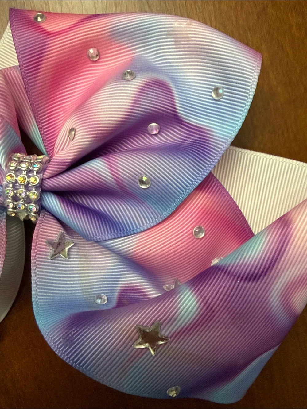 JoJo Siwa Pink Purple Blue Gradient Bow with Rhinestone Center